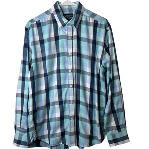 Charleston Threads Shirt Mens Medium Casual Long Sleeve‎ Button Up Blue Plaid